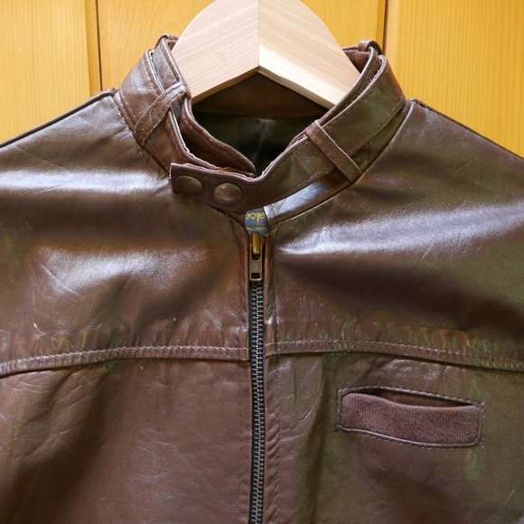 Vintage Brown Leather Bomber Jacket - Picture 4 of 10